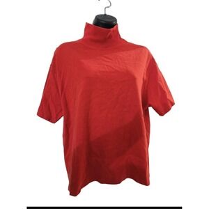 Zara Woman Red Short Sleeve Mock Neck Knit Top - Size S